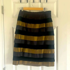 Options by Shani Women's Skirt Black Green Size 8 Layered Tiered Skirt